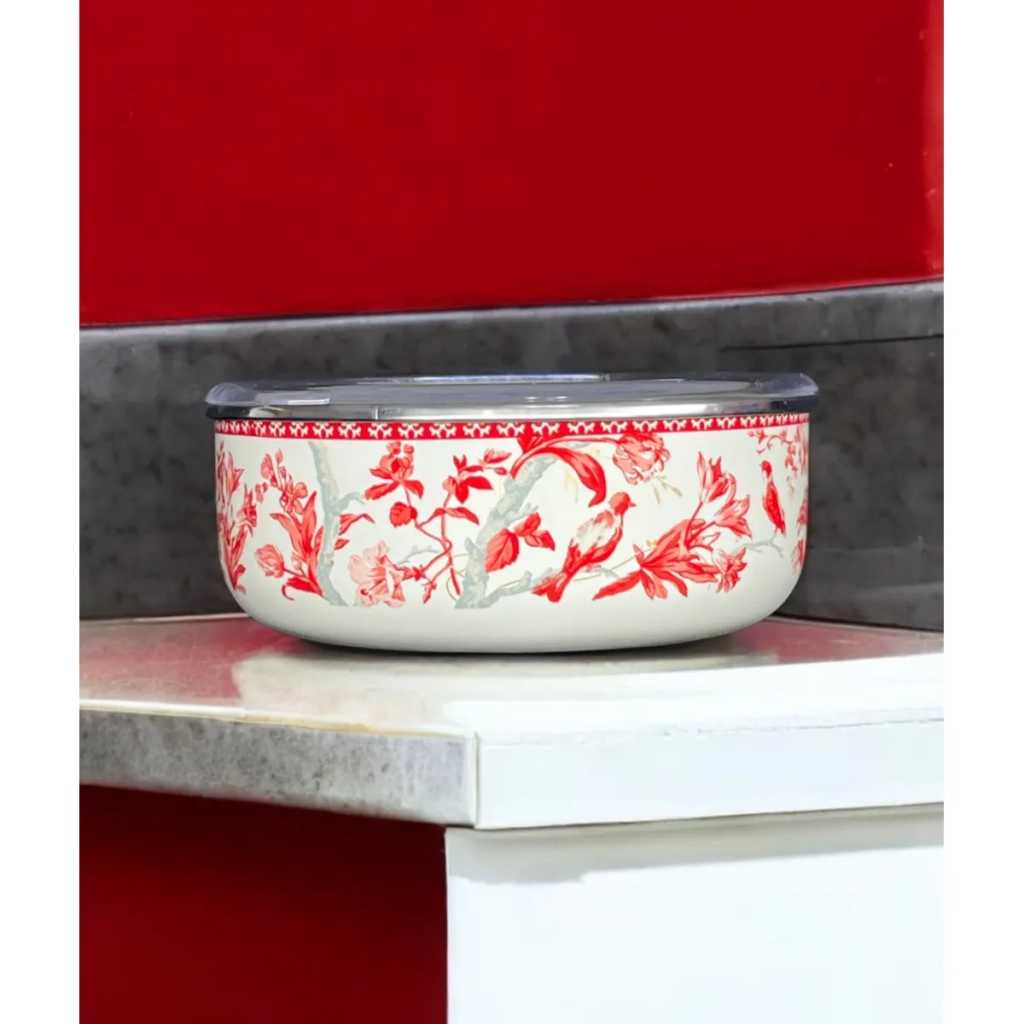 Dekorlu Emaye 18 Cm Saklama Kabı