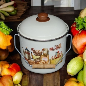 Emaye Bakraç Yoğurt Tenceresi Bakliyat Saklama Tenceresi Patates Soğan Kovası Mutfak