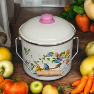 Emaye Bakraç Yoğurt Tenceresi Bakliyat Saklama Tenceresi Patates Soğan Kovası Kuş