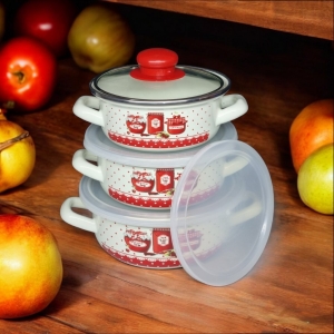 Emaye 3 lü Pişir Sakla Tencere Takımı