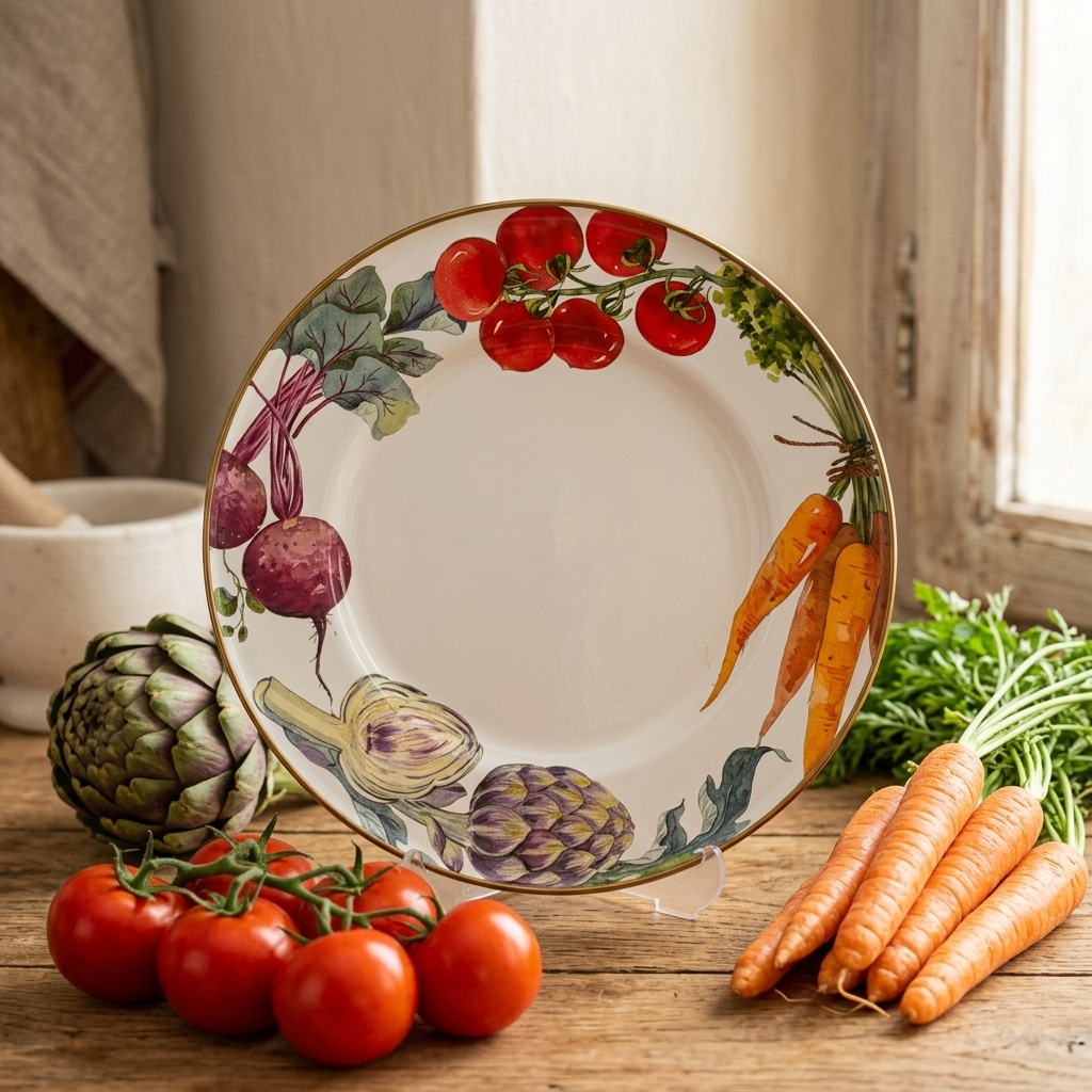  Emaye 28 Cm Servis Tabağı Supla Desenli
