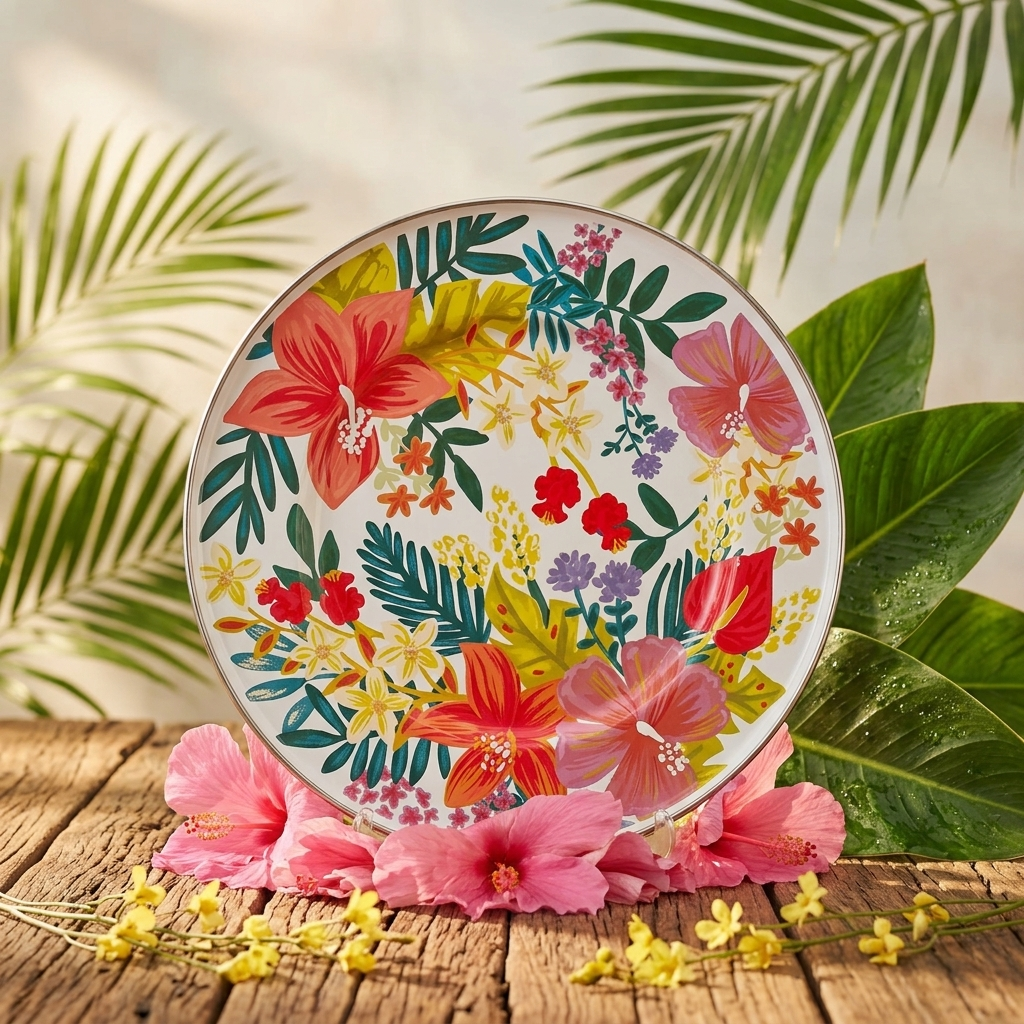  Emaye 28 Cm Servis Tabağı Supla Desenli