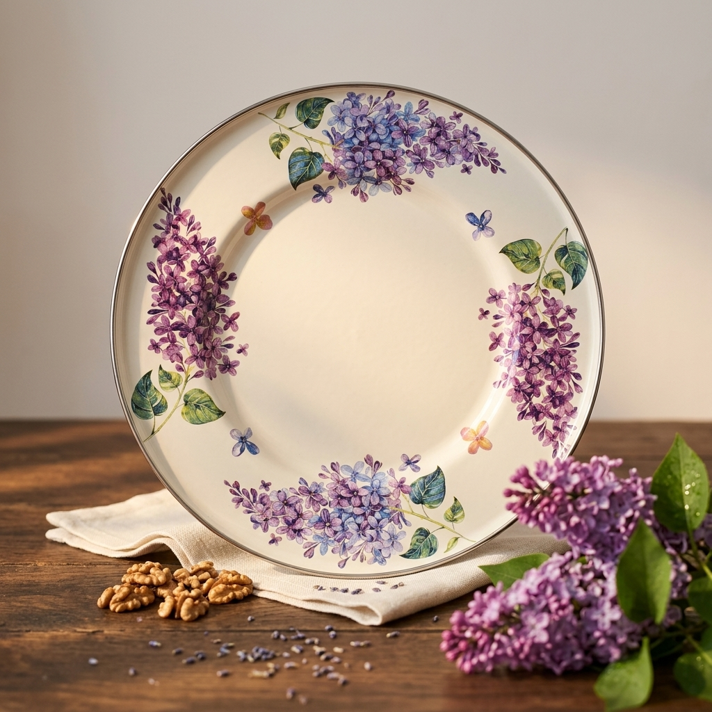  Emaye 28 Cm Servis Tabağı Supla Desenli