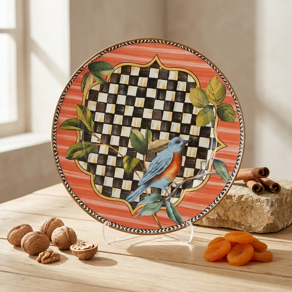 Emaye 30Cm Servis Tabağı Supla Desenli