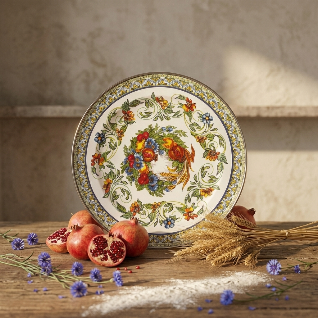 Emaye 30Cm Servis Tabağı Supla Desenli