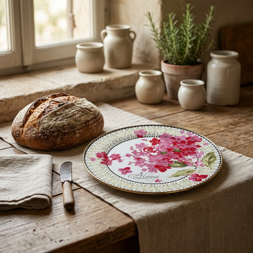 Emaye 30Cm Servis Tabağı Supla Desenli